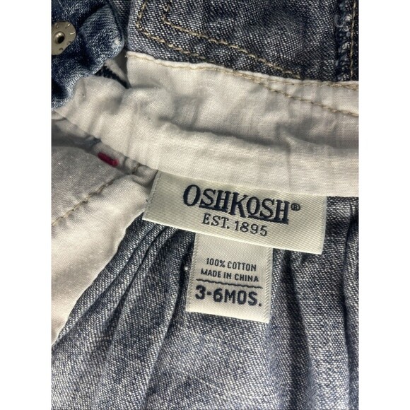 OshKosh BGosh Genuine Floral Embroidered Overalls Dress Skirt Vestbak Girls 3 Mo - Picture 10 of 11